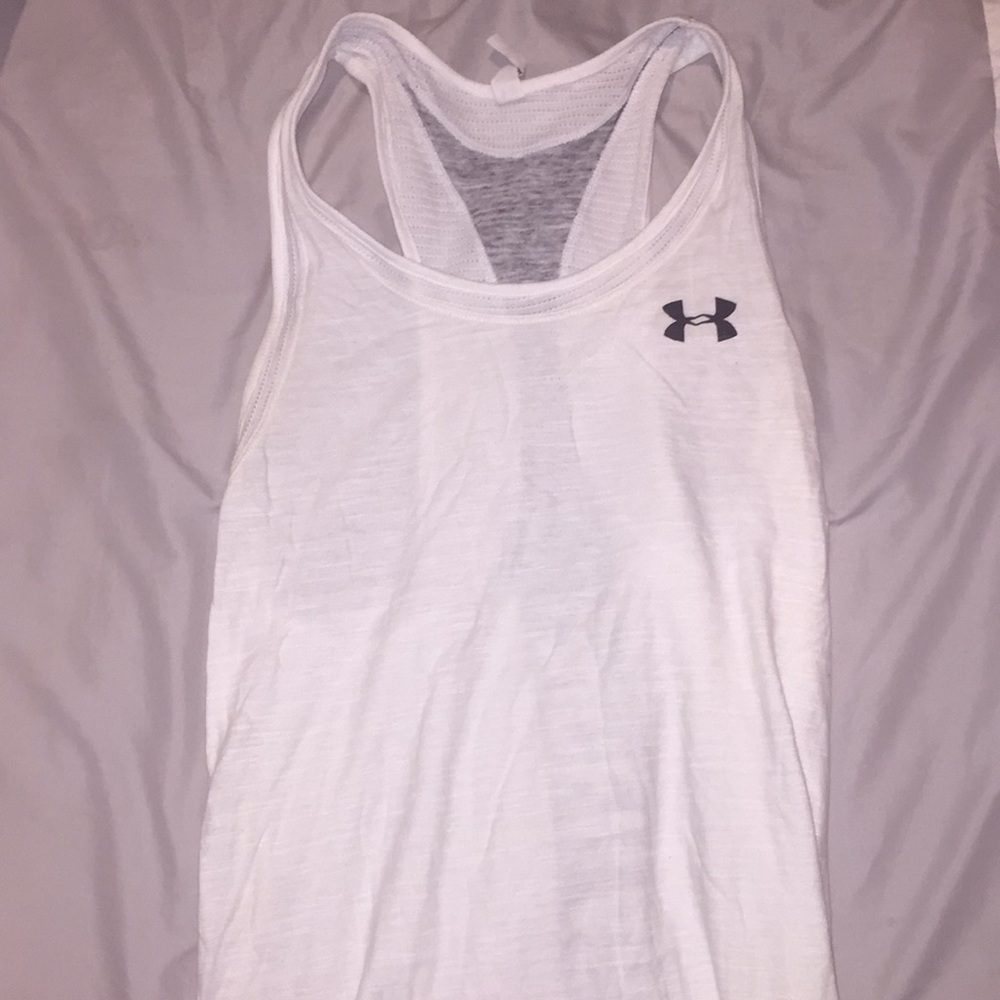 White and grey under armour tank